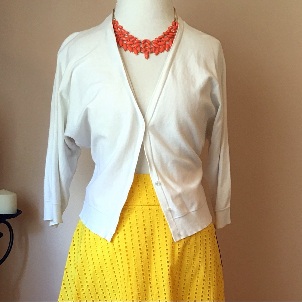 Jones New York White Cardigan Petite Large